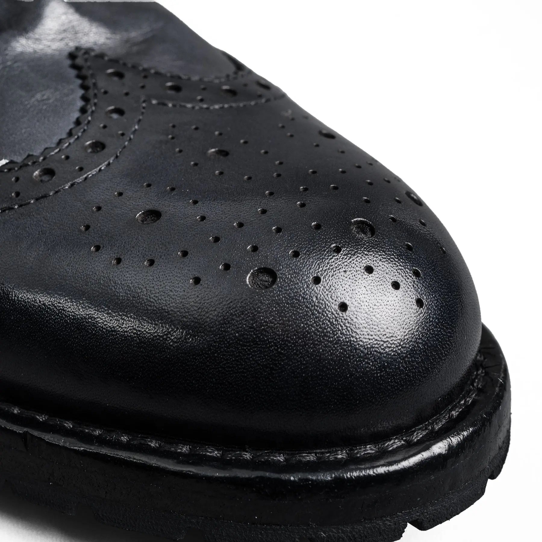 Midnight Navy Washed Leather Brogue Derbies