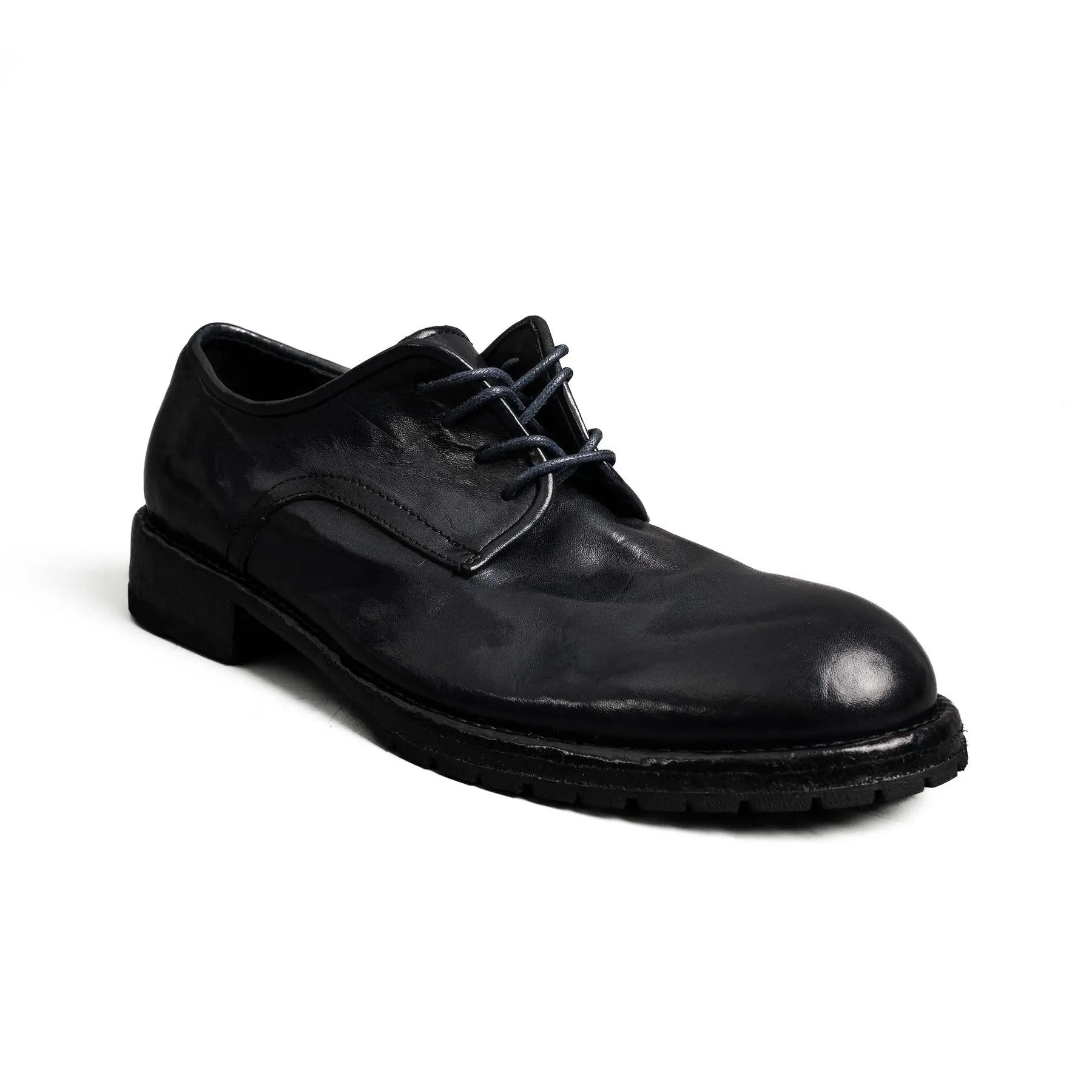 Midnight Navy Washed Leather Derby Shoes
