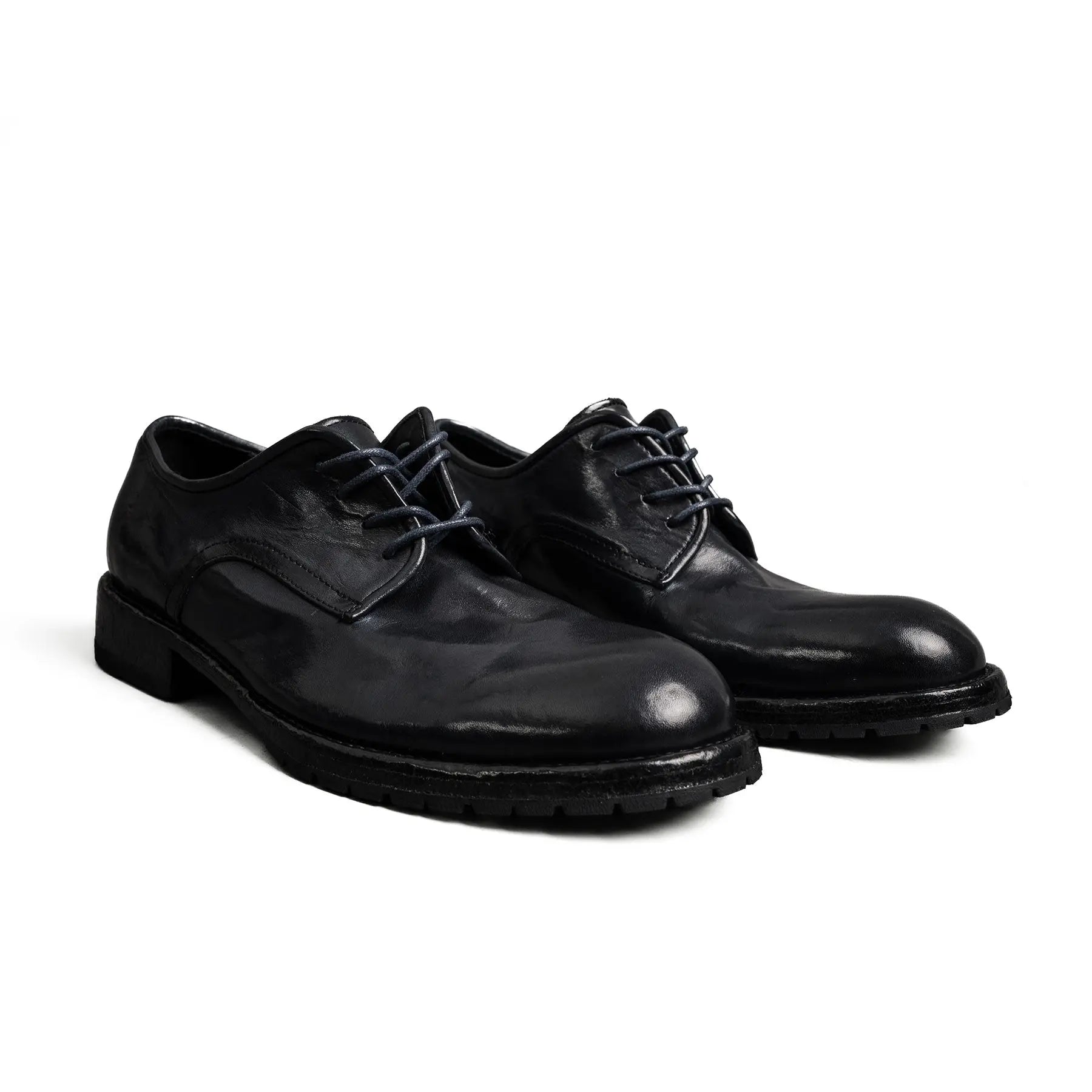Midnight Navy Washed Leather Derby Shoes