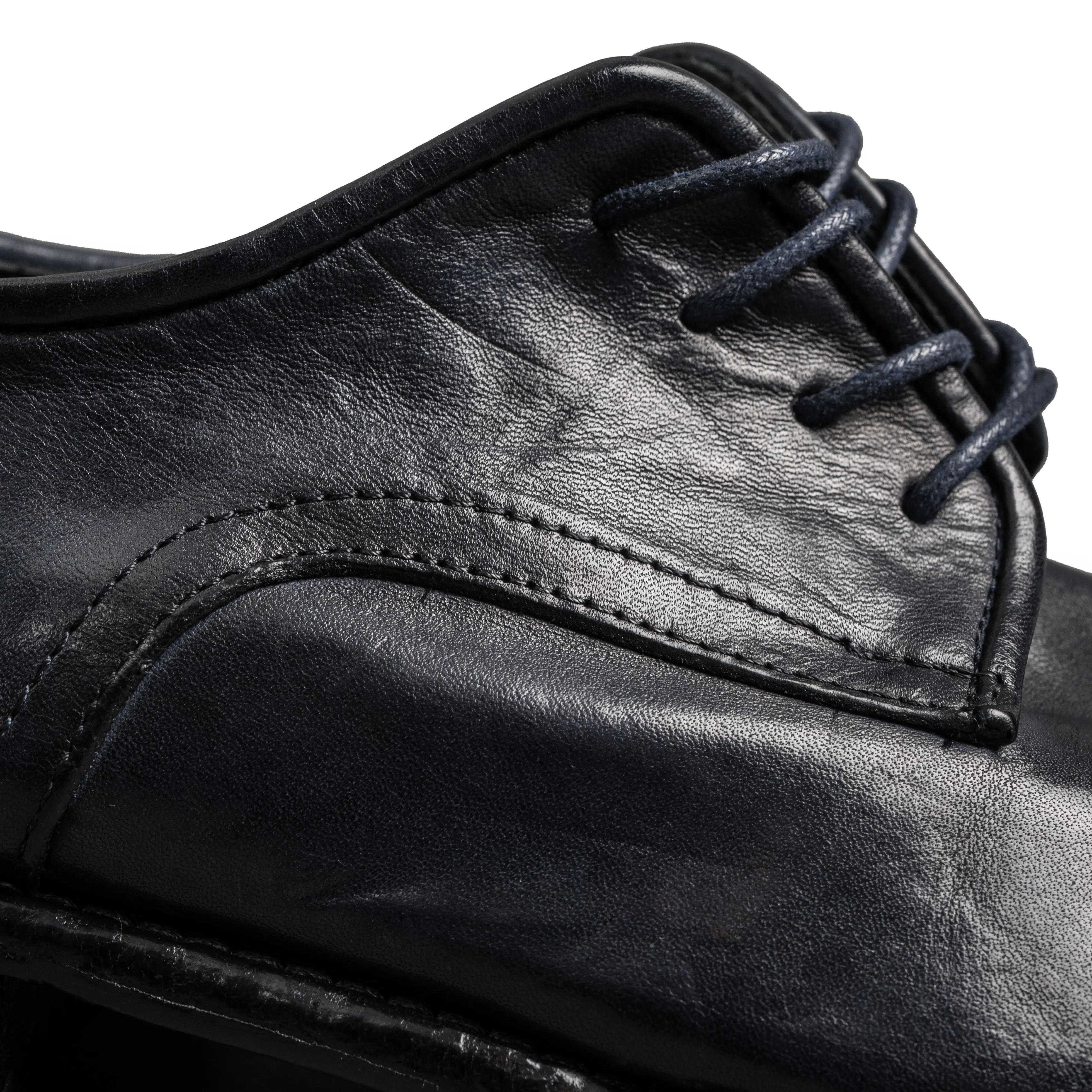 Midnight Navy Washed Leather Derby Shoes