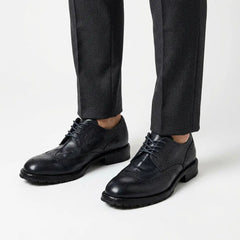 Midnight Navy Washed Leather Lug Derby
