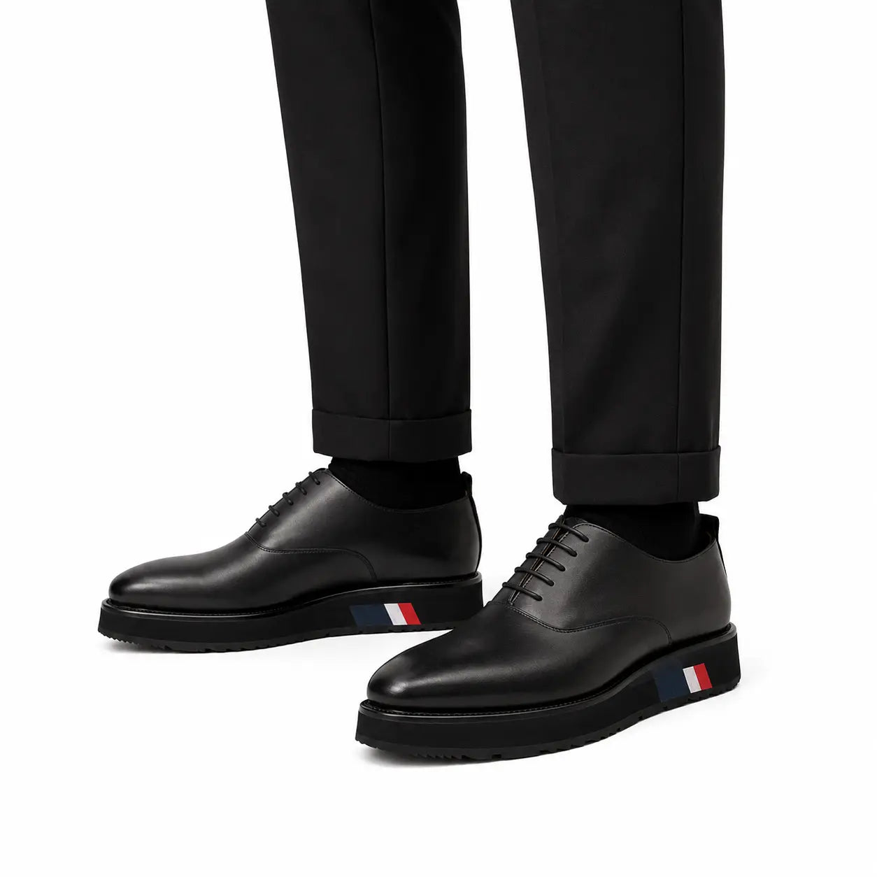 Sapatos Oxford de bico liso preto para homem