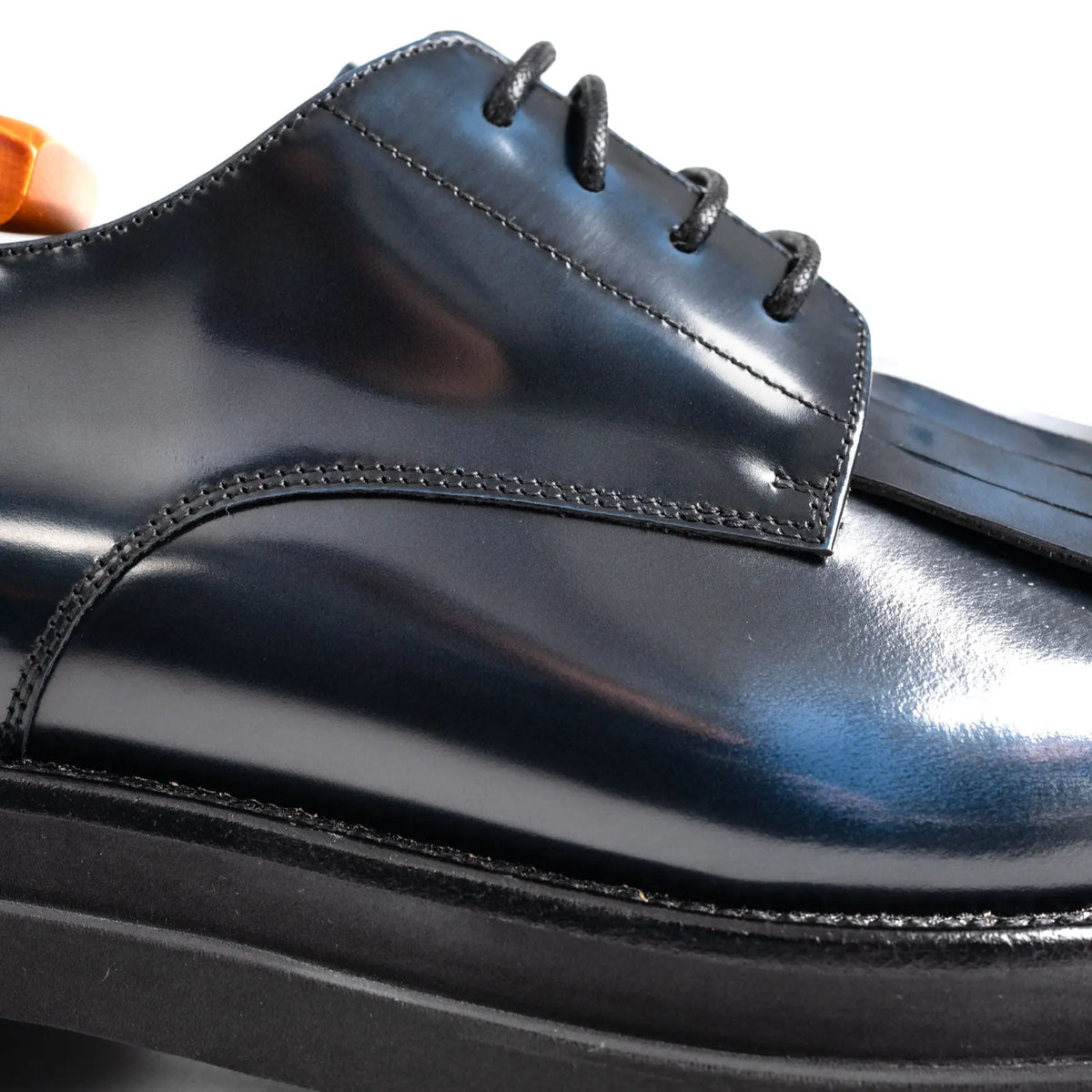 Navy Blue Patina Kiltie Derby Shoes Divinch