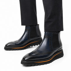 Navy Wingtip Chelsea Boot