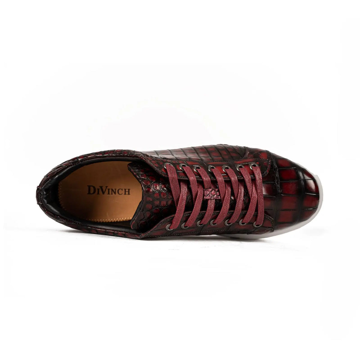 Zapatillas deportivas burdeos con estampado de cocodrilo