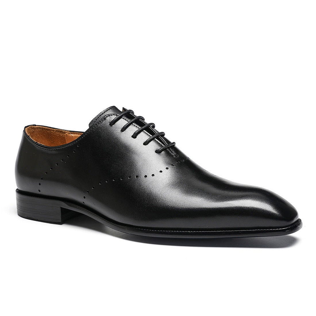 Small square toe lace-up business oxford shoes D66292 Black - Divinch