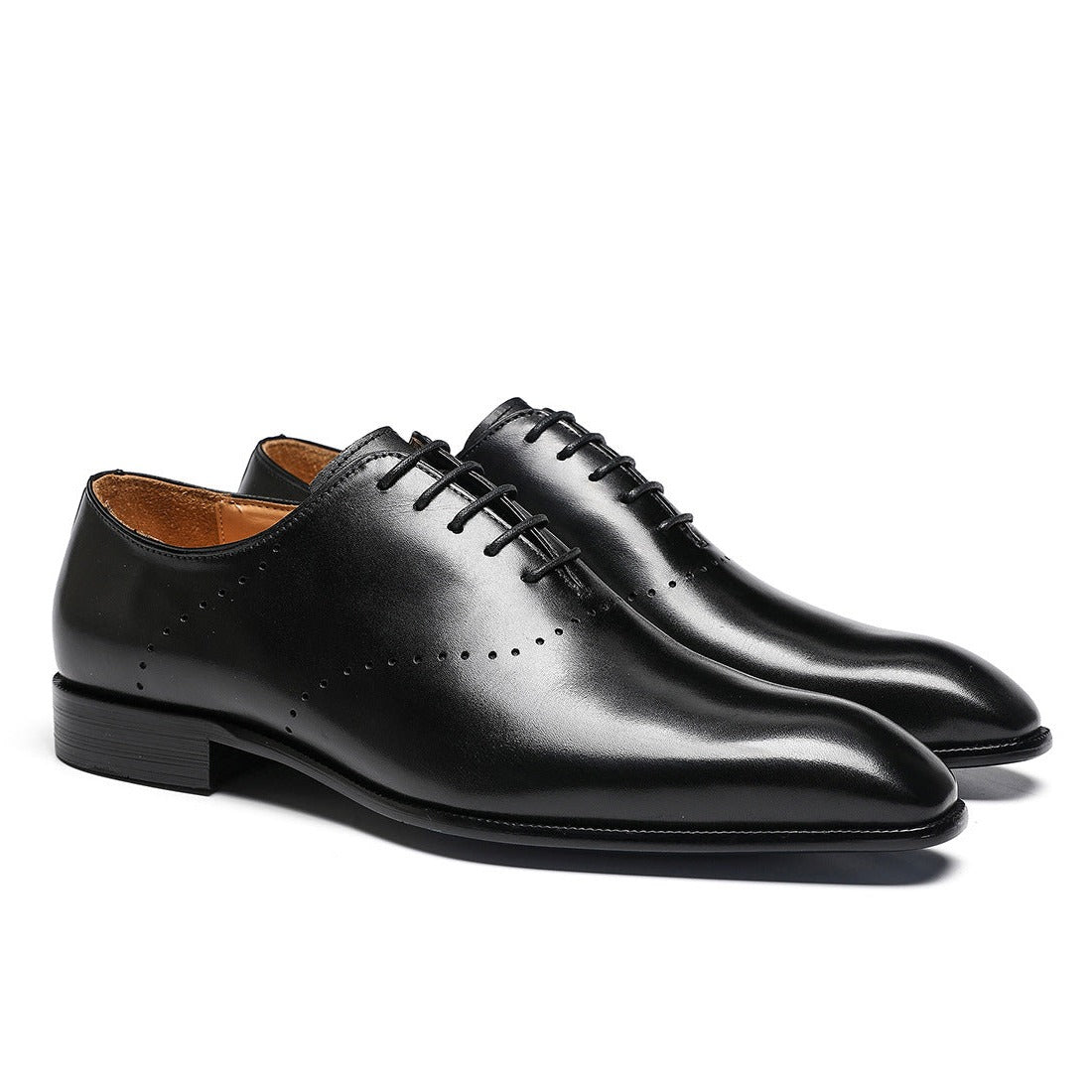 Small square toe lace-up business oxford shoes D66292 Black - Divinch