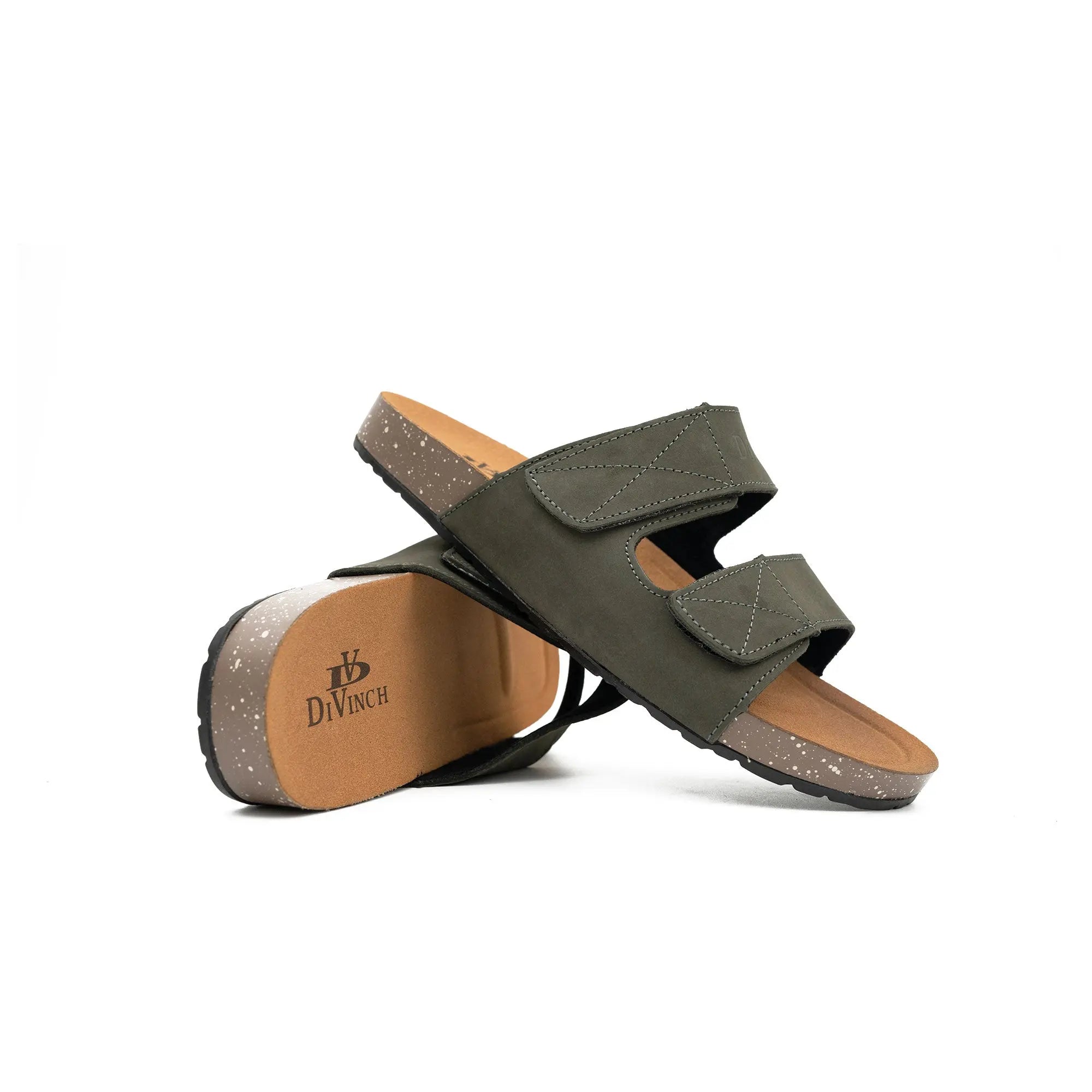 Olive Green Double - Strap Slides DIVINCH