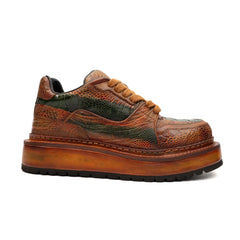 Zapatillas deportivas vintage con plataforma de avestruz