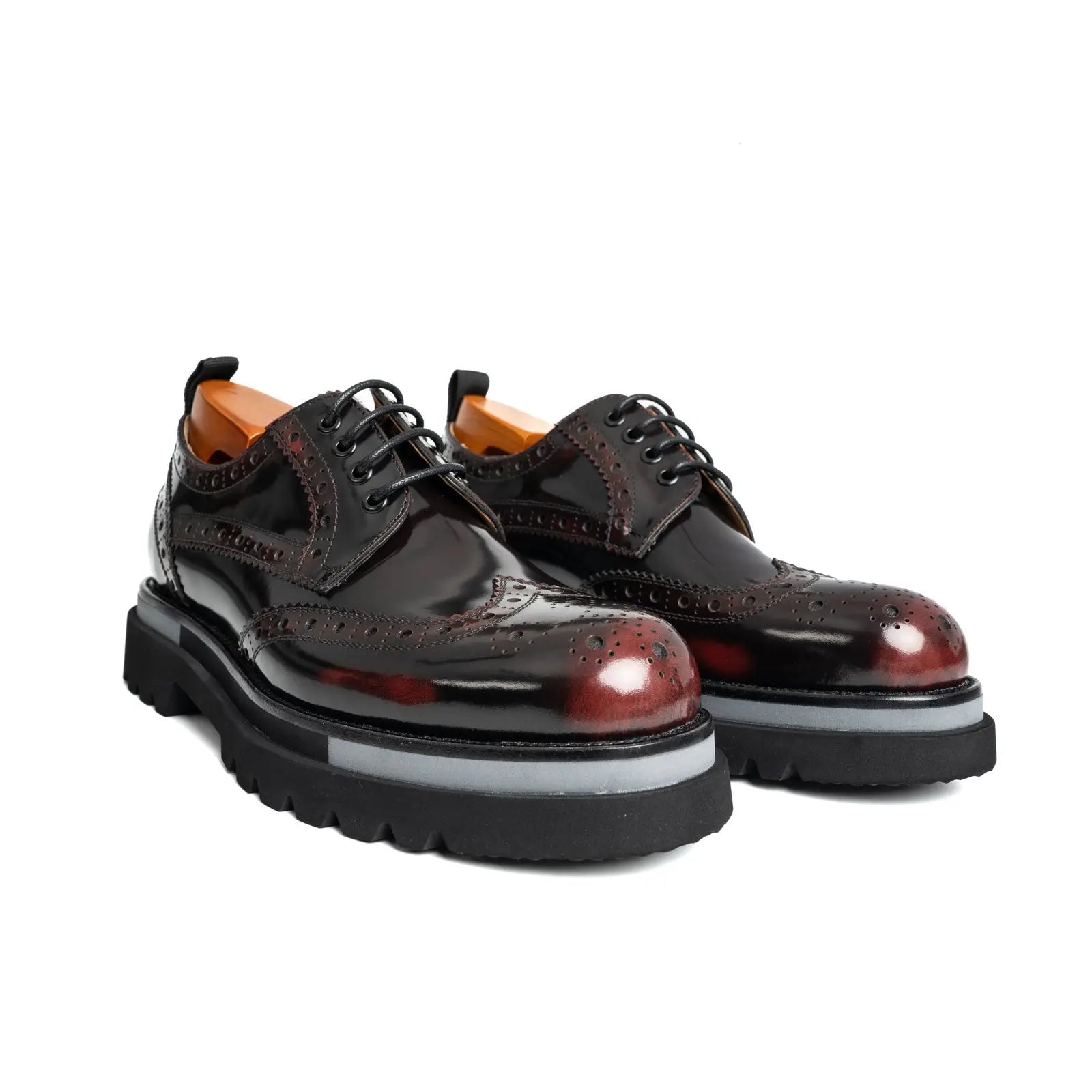 Oxblood Polished Leather Lug Sole Brogues Divinch