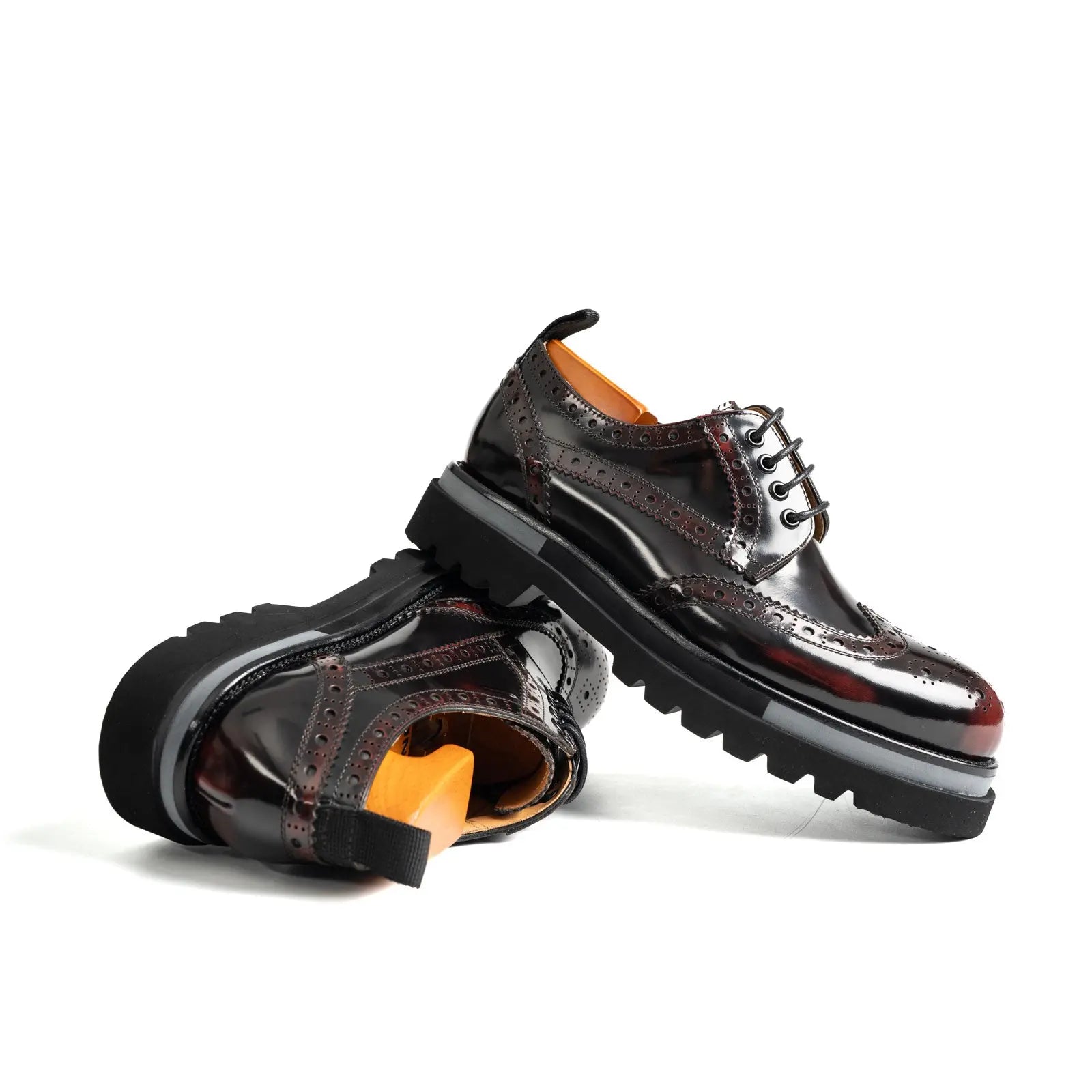 Oxblood Polished Leather Lug Sole Brogues Divinch