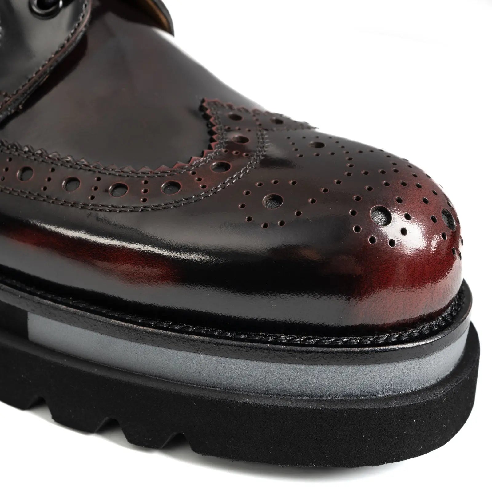 Oxblood Polished Leather Lug Sole Brogues Divinch