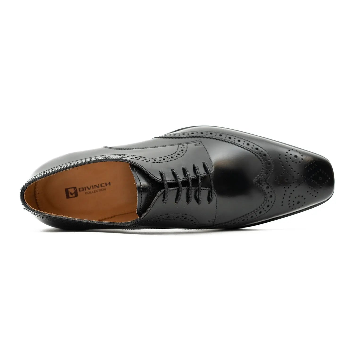 Men's Black Calfskin Leather Derby Shoes, Goodyear Welted, Business Dress Shoes, DIVINCH