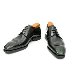 Patent leather goodyear welt dress shoes Green Divinch