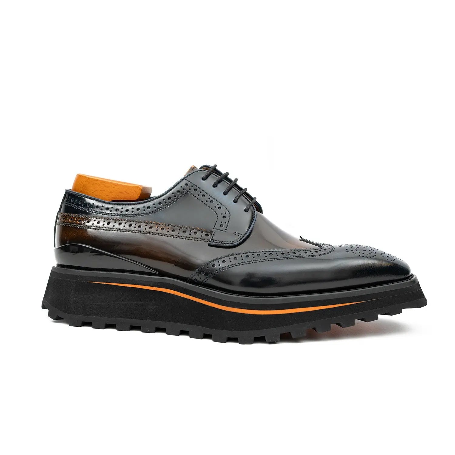 Patent leather shoes Platform brogues Blue DIVINCH