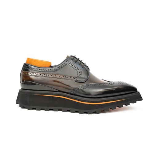 Patent leather shoes Platform brogues Blue DIVINCH