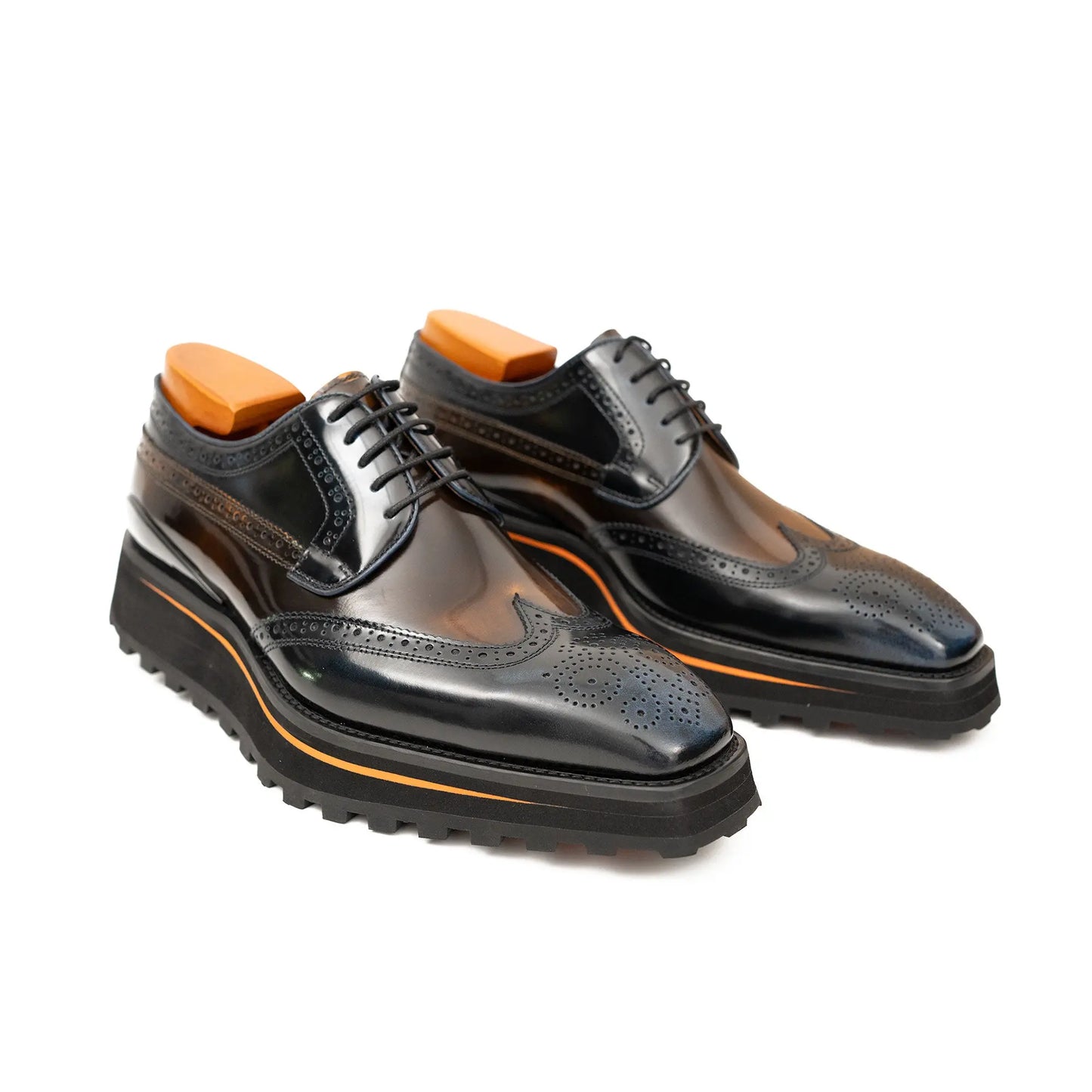 Patent leather shoes Platform brogues Blue DIVINCH