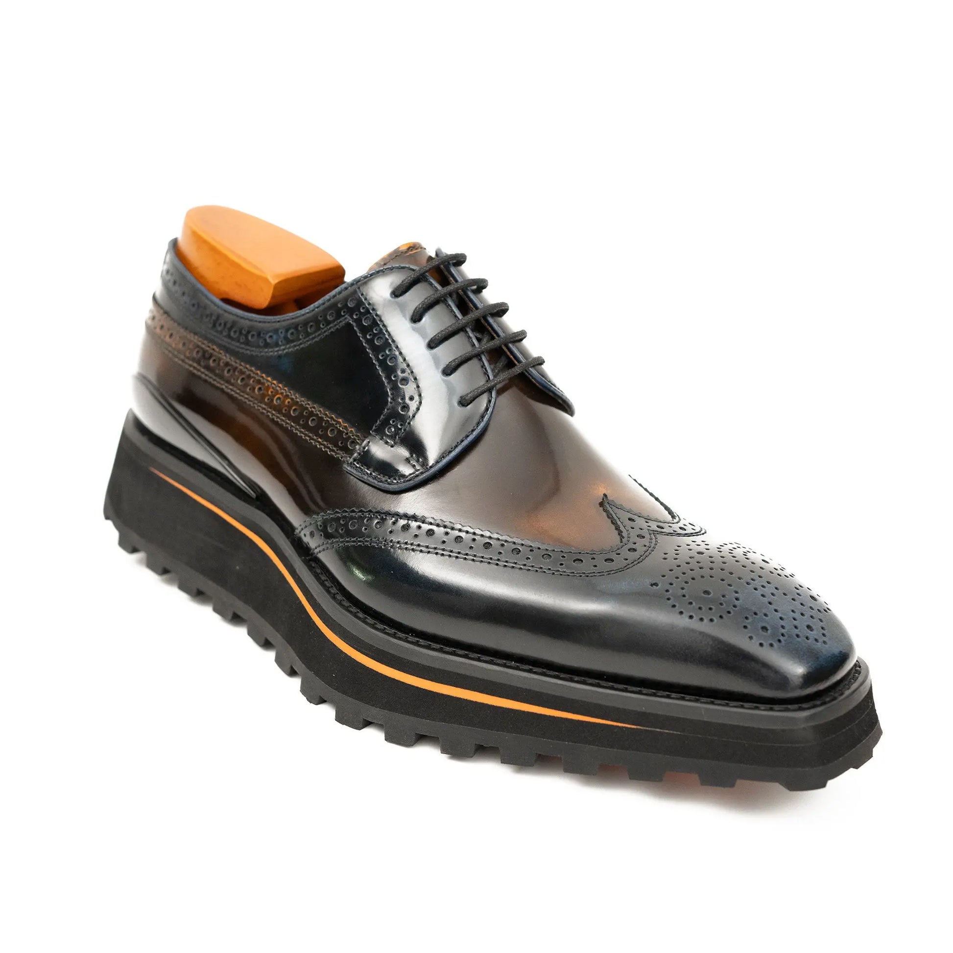 Patent leather shoes Platform brogues Blue DIVINCH