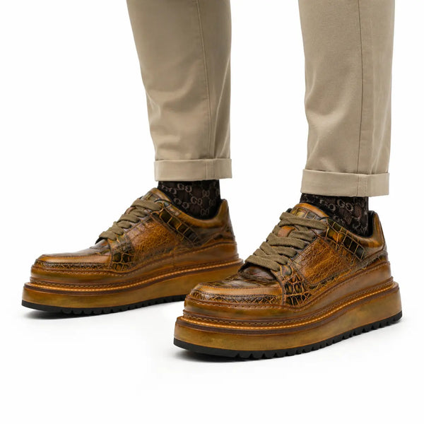 Patina-Straußen-Platform-Sneaker