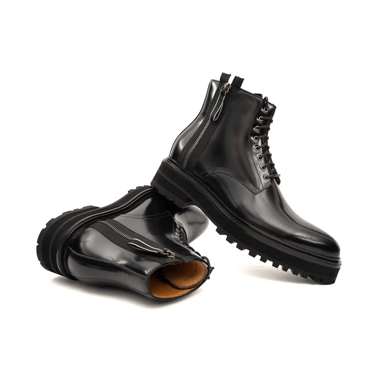 Platform Patent Combat Boots DIVINCH