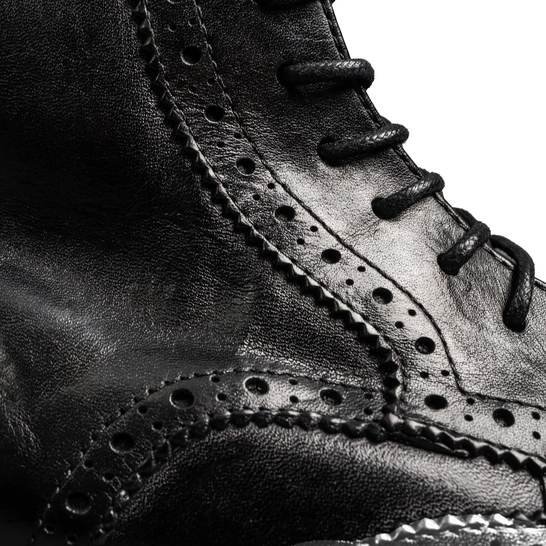 Polished Black Washed Leather Martin Boots