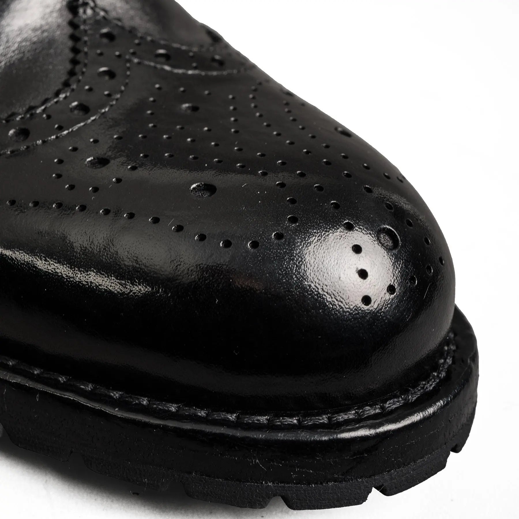 Polished Black Washed Leather Martin Boots