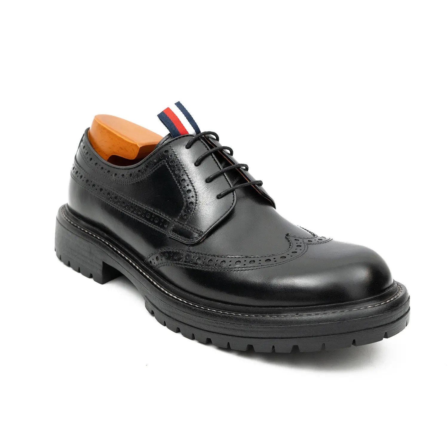 Premium Men's Classic Derby Brogue Shoes Black DIVINCH
