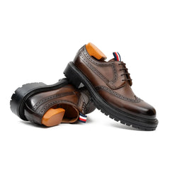 Premium Men's Classic Derby Brogue Shoes Coffee DIVINCH