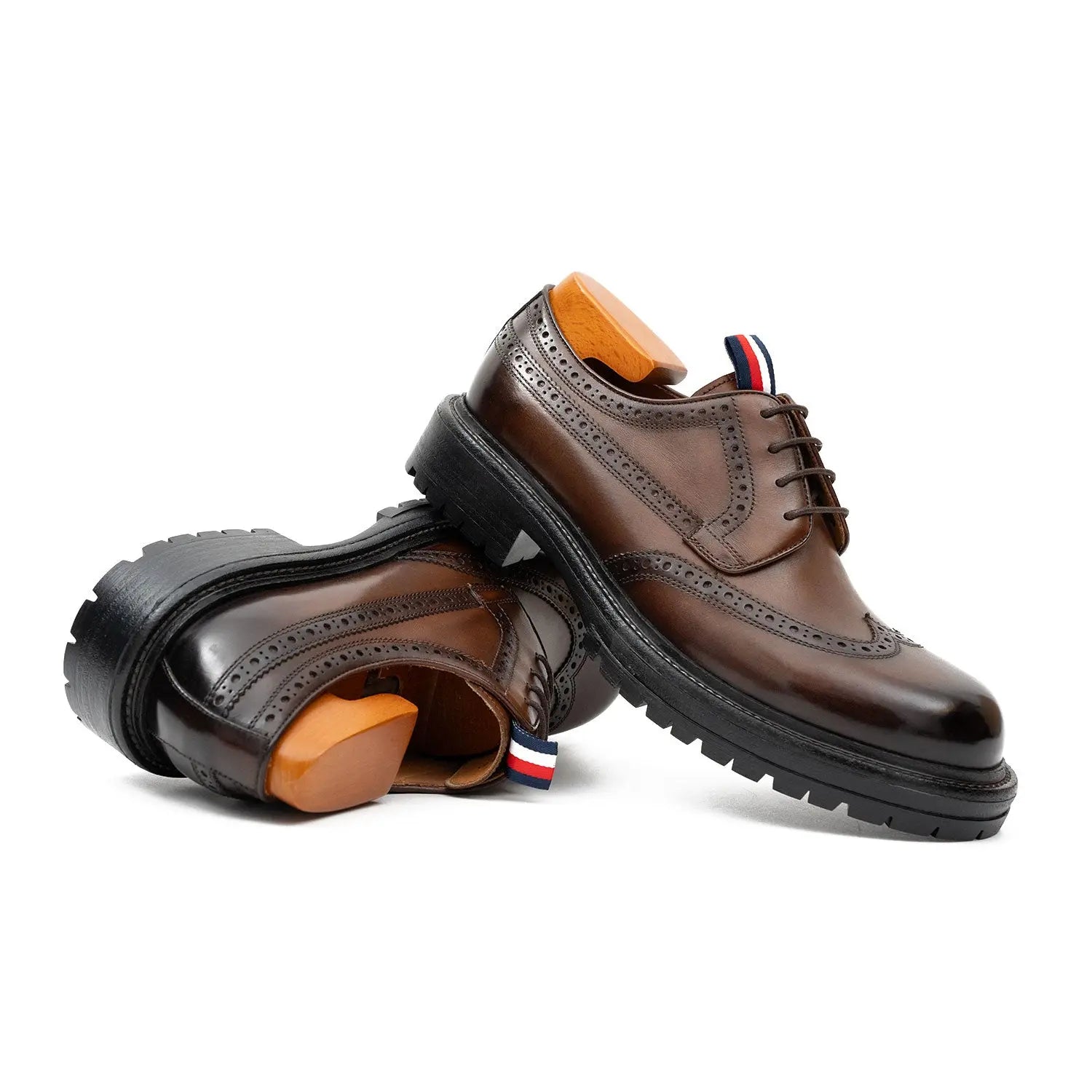 Premium Men's Classic Derby Brogue Shoes Coffee DIVINCH