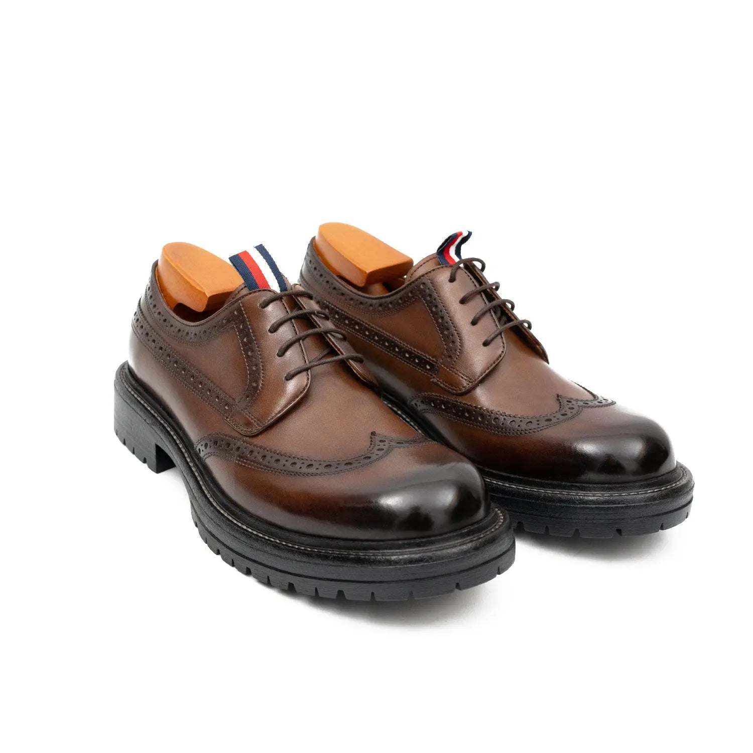 Premium Men's Classic Derby Brogue Shoes Coffee DIVINCH