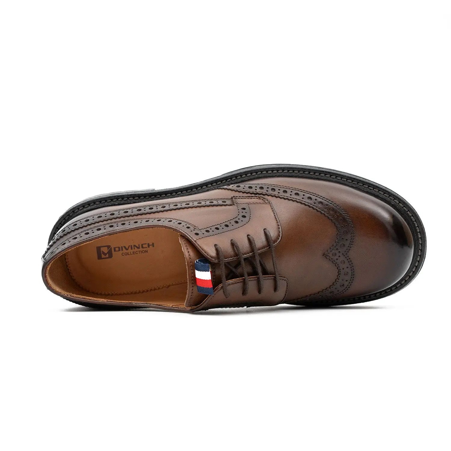 Premium Men's Classic Derby Brogue Shoes Coffee DIVINCH