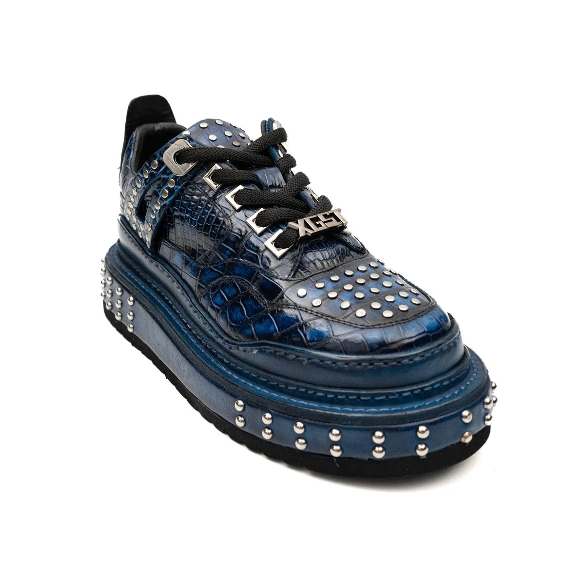 Zapatillas deportivas de plataforma con tachuelas de cocodrilo color medianoche