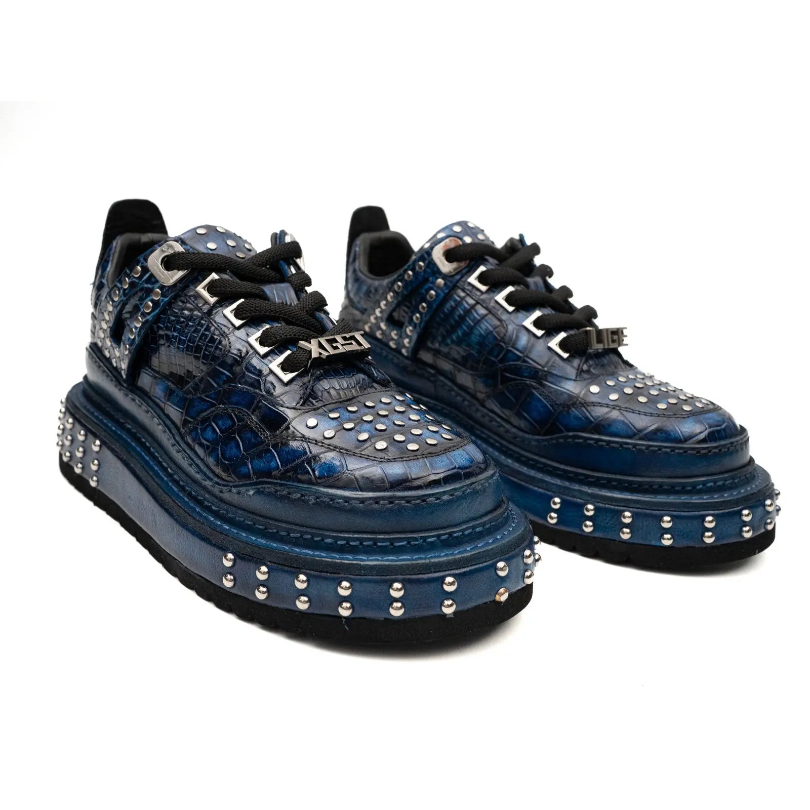 Tênis plataforma com estudos de crocodilo azul royal