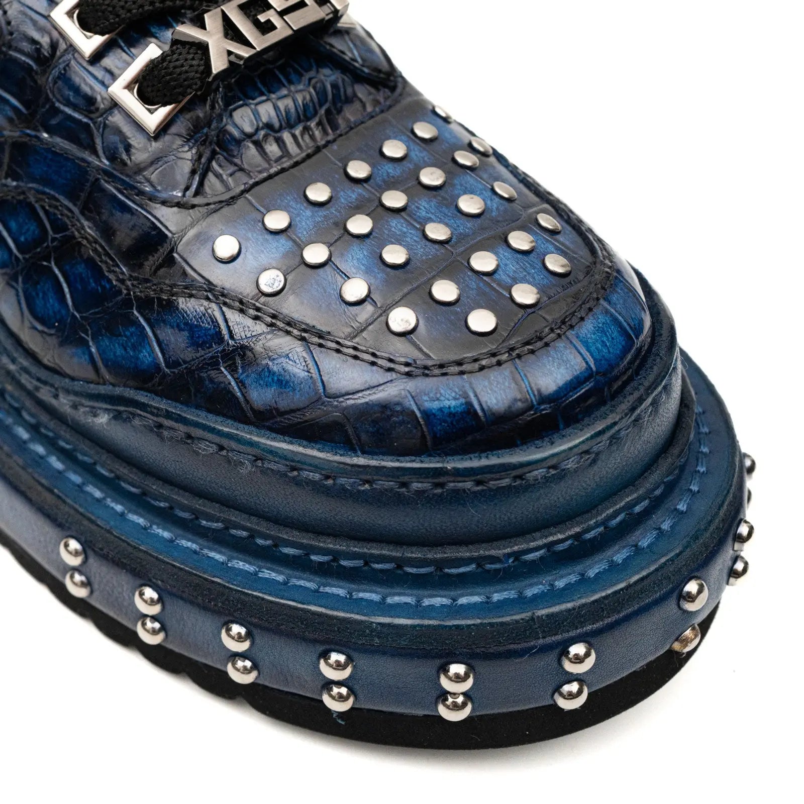 Tênis plataforma com estudos de crocodilo azul royal