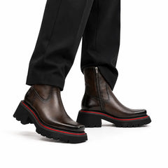 Short Title: Square Toe Platform Chelsea Boots