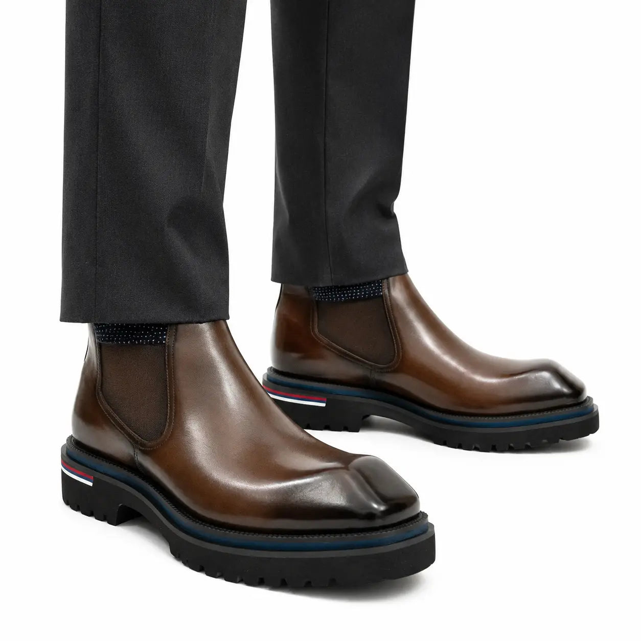 Stivali Chelsea in pelle di vitello color cognac