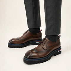 Coffee Square Toe Platform Derby — on-foot studio view
