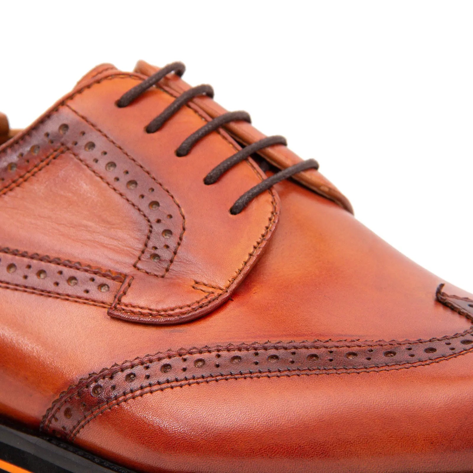 Thick-soled calfskin formal brogue derby shoes Brown Divinch