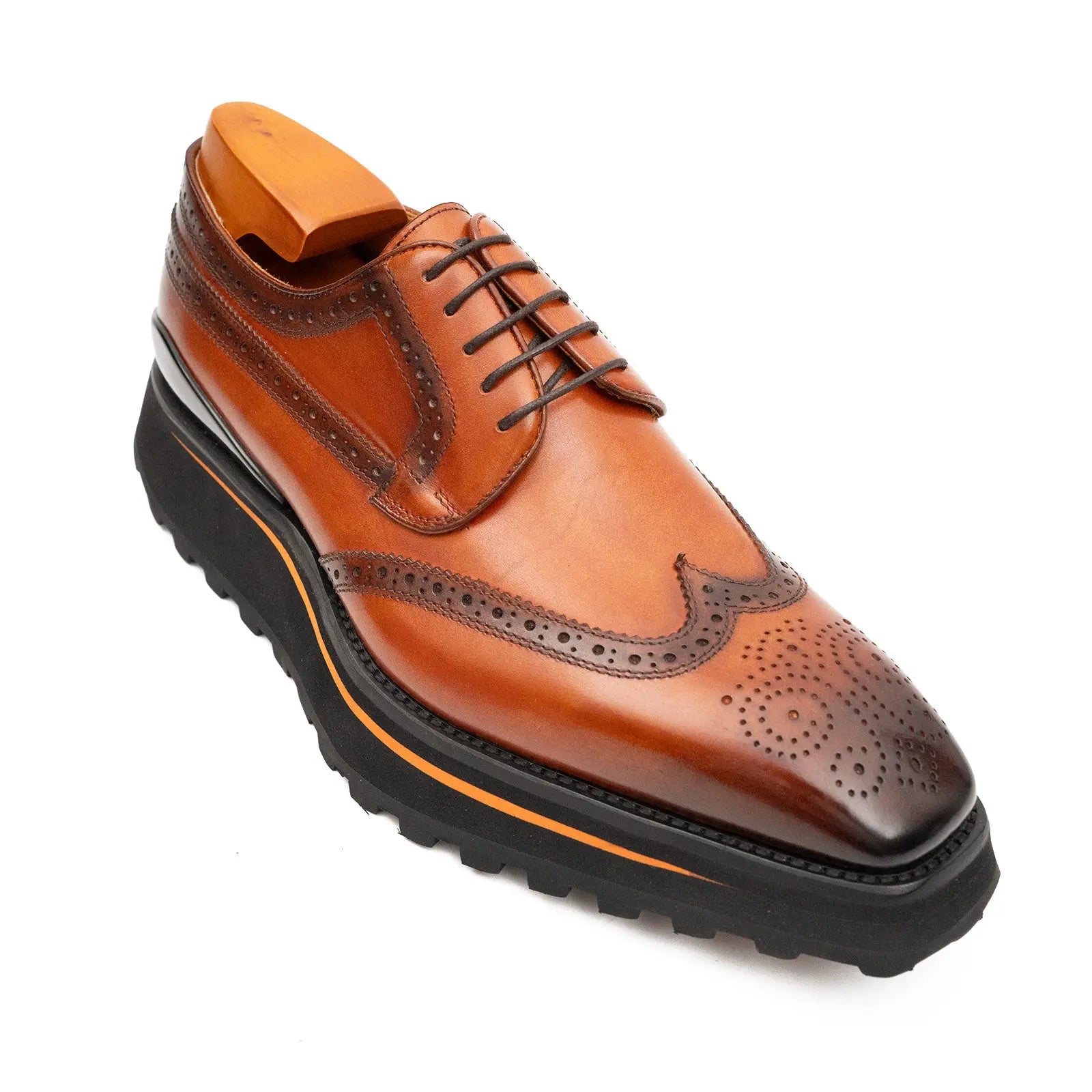 Antique Walnut Calfskin Derby with Elevated Rubber Sole Divinch Antique Walnut Calfskin Derby with Elevated Rubber Sole Divinch
