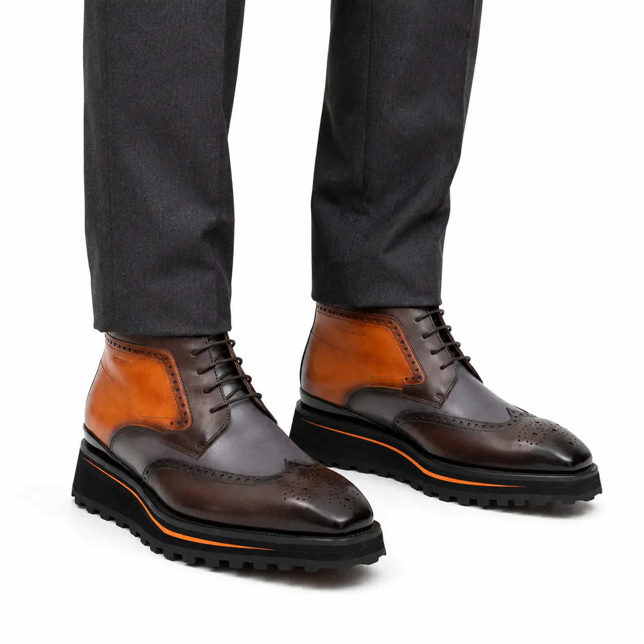 Two-Tone Wingtip Martin Boot