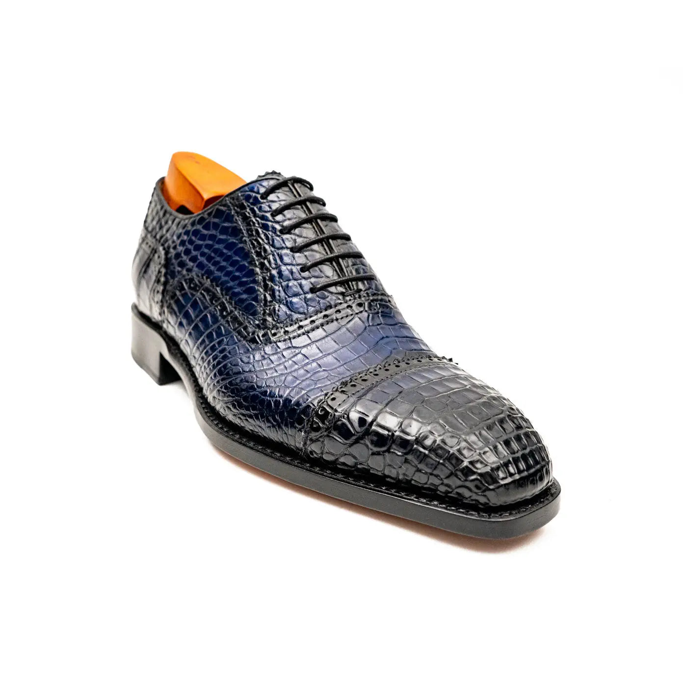 Two-tone Blue Crocodile Oxford Shoes DIVINCH