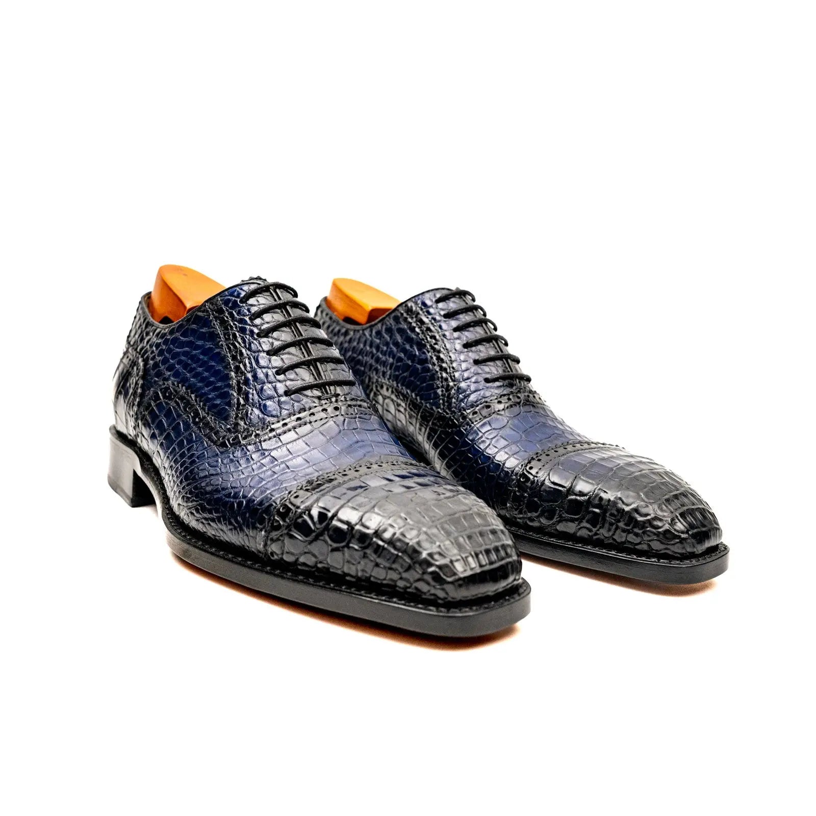 Two-tone Blue Crocodile Oxford Shoes DIVINCH