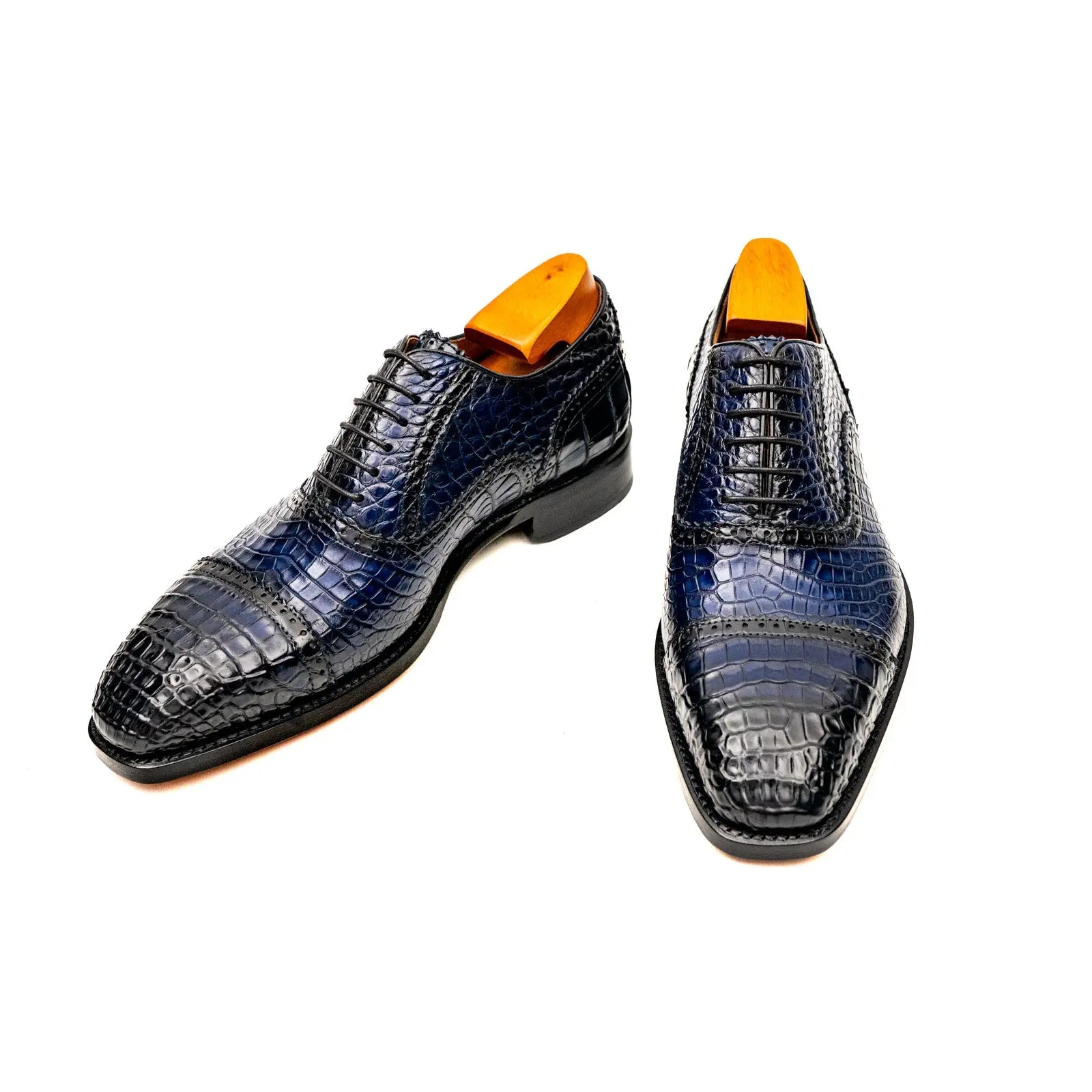 Two-tone Blue Crocodile Oxford Shoes DIVINCH