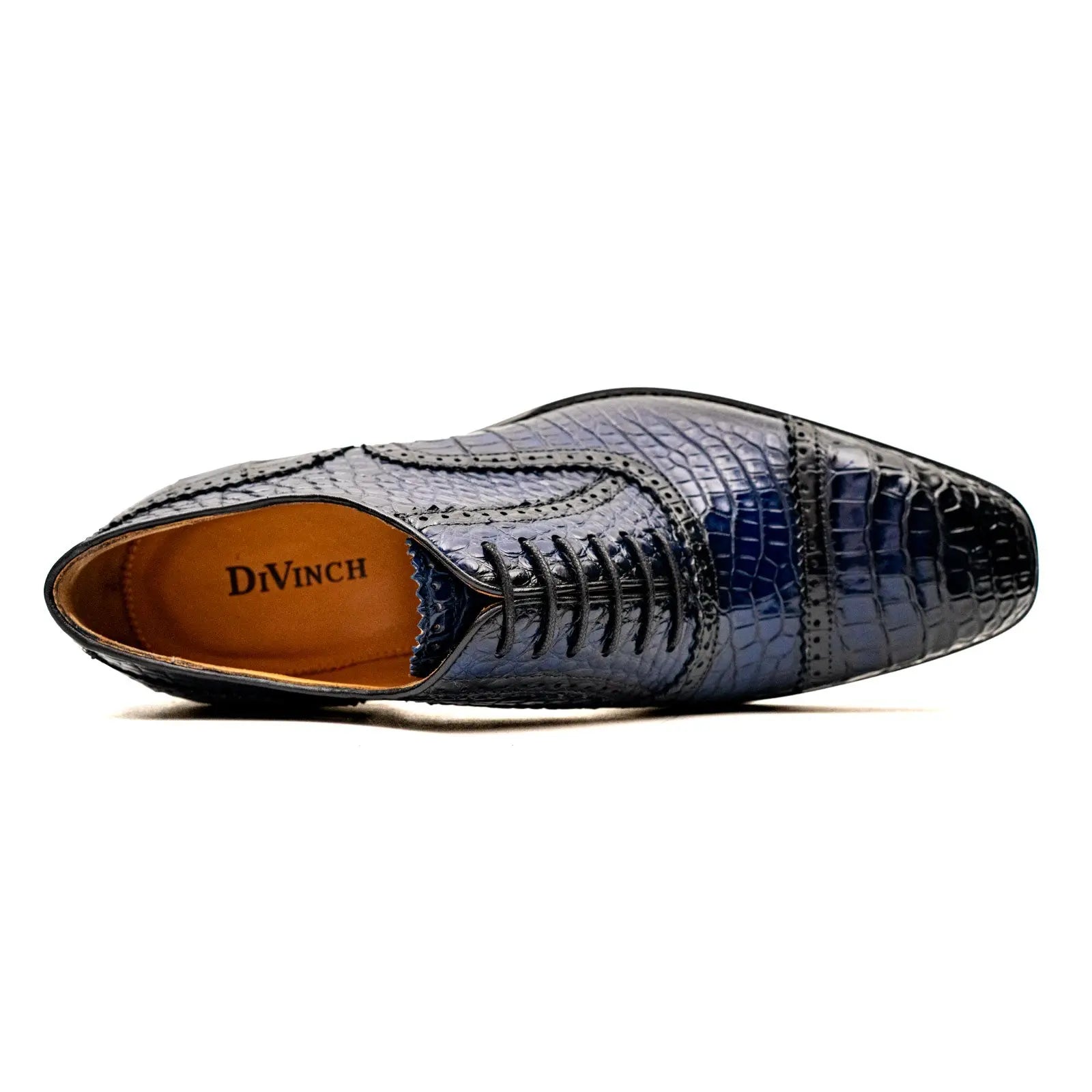 Two-tone Blue Crocodile Oxford Shoes DIVINCH