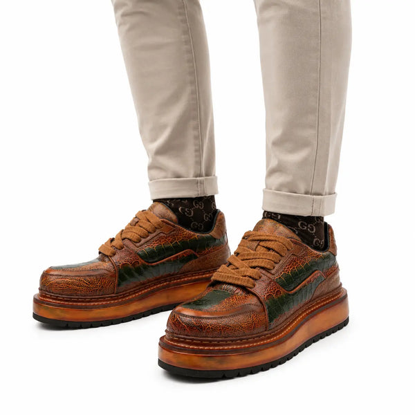 Vintage-Straußen-Platform-Sneaker
