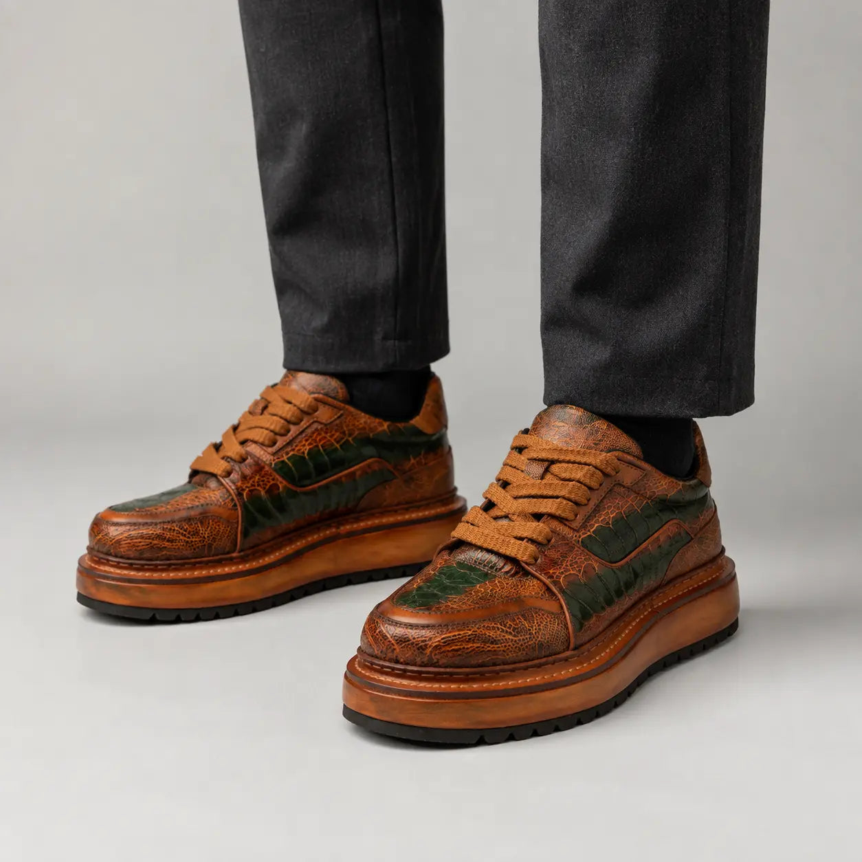 Vintage Ostrich Platform Sneaker on-foot product photo