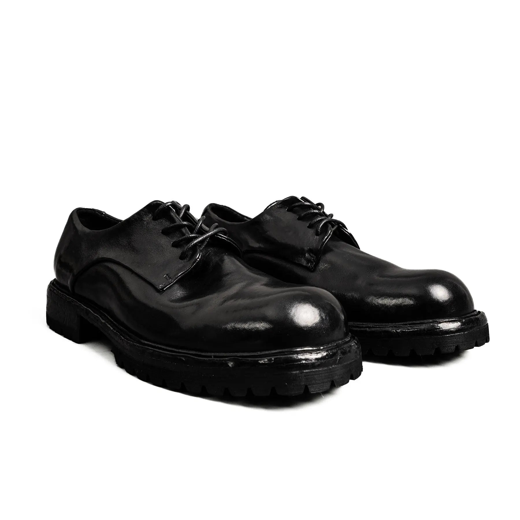 Black Washed Leather Derby
