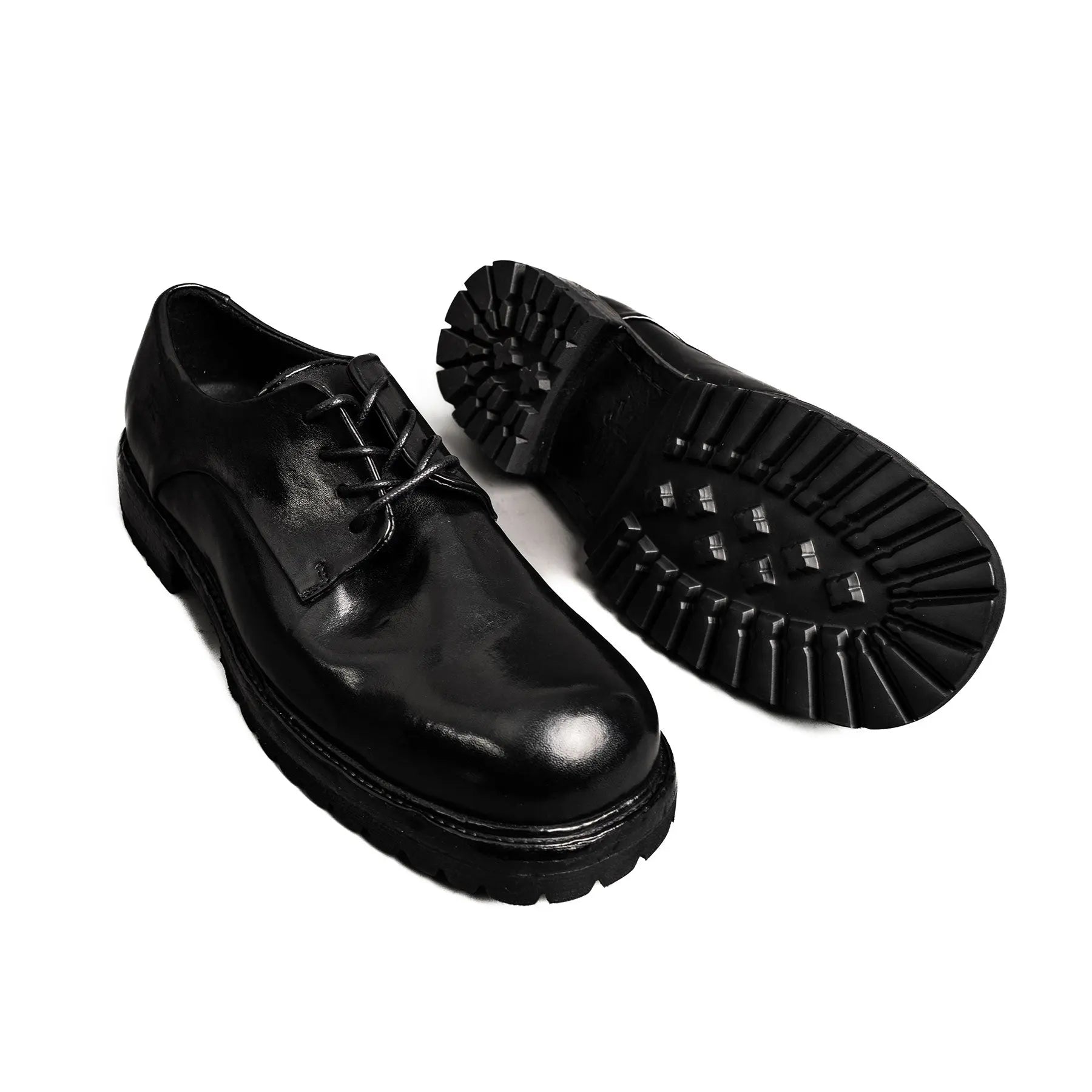 Black Washed Leather Derby