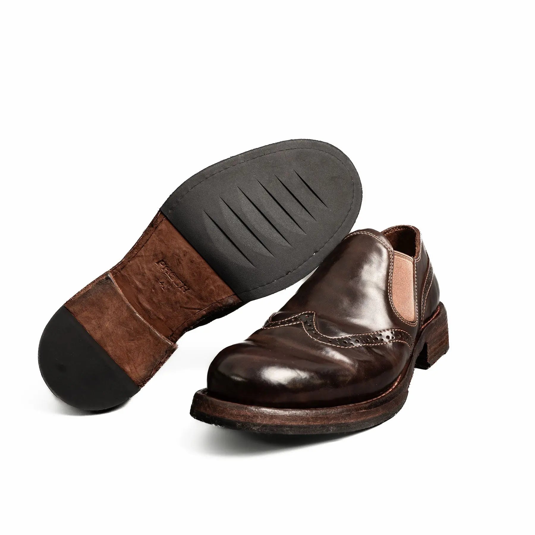 Washed Cordovan Wingtip Slip-On