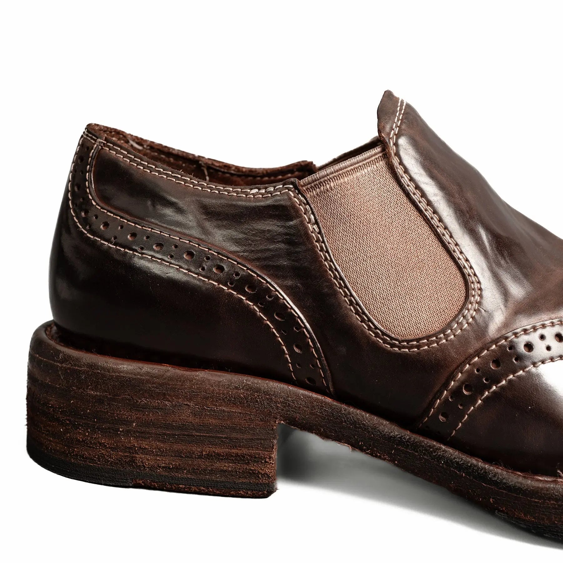 Washed Cordovan Wingtip Slip-On